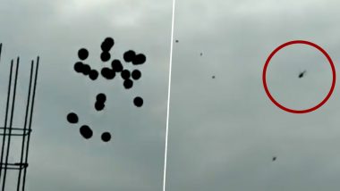 Congress Worker Releases Black Balloons Moments After PM Narendra Modi's Chopper Takes Off From Andhra Pradesh (Watch Video)